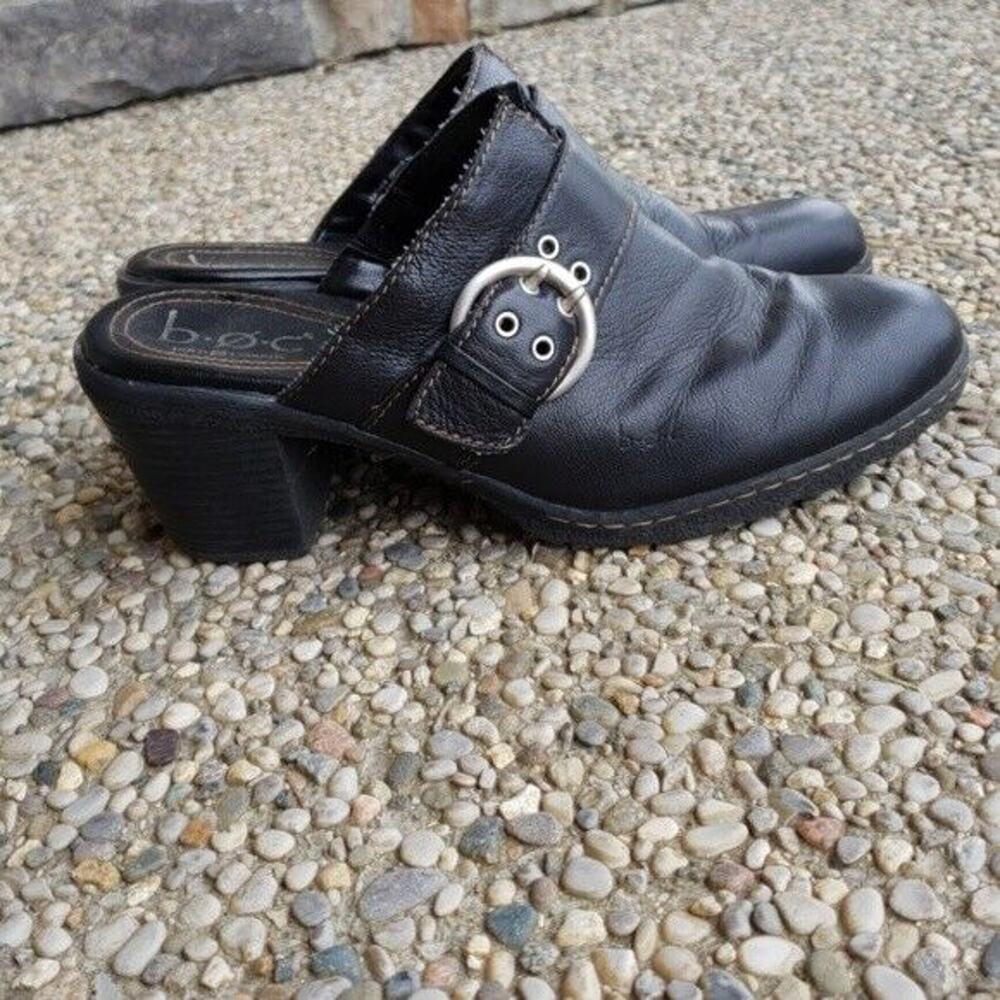 B.O.C Slip Ons Black Leather Upper Slip On Heels - Size 9
